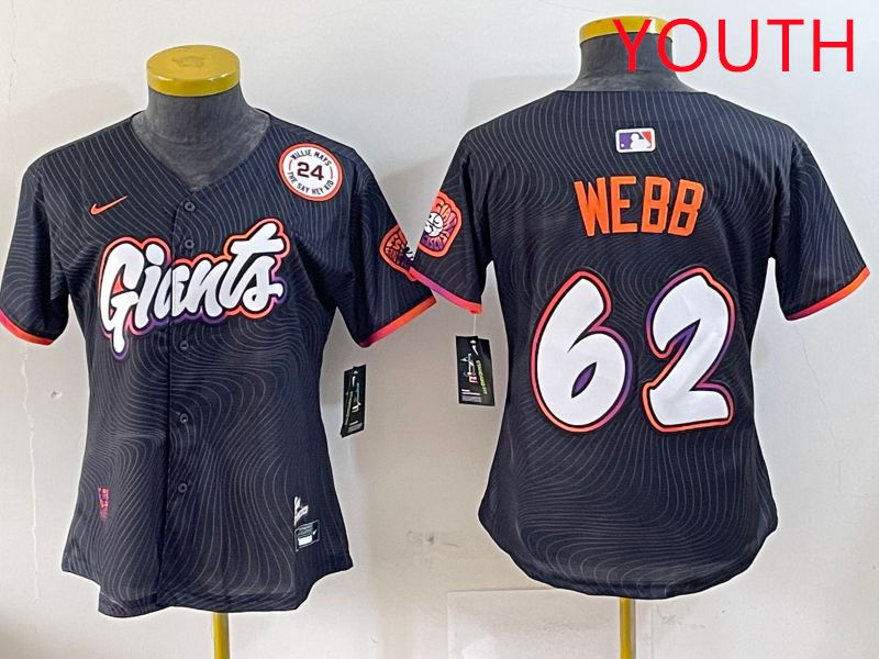 Youth San Francisco Giants 62 Webb Black Joint Name Nike 2025 MLB Jersey style 3